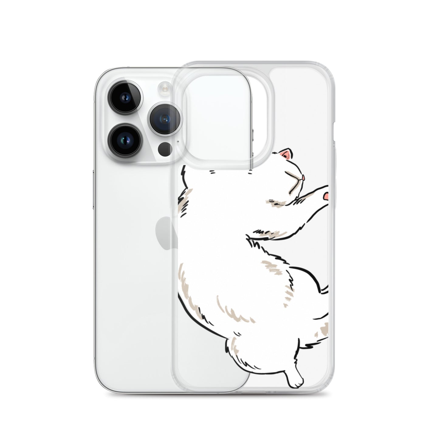 white cat phone case, iphone 7-14max available