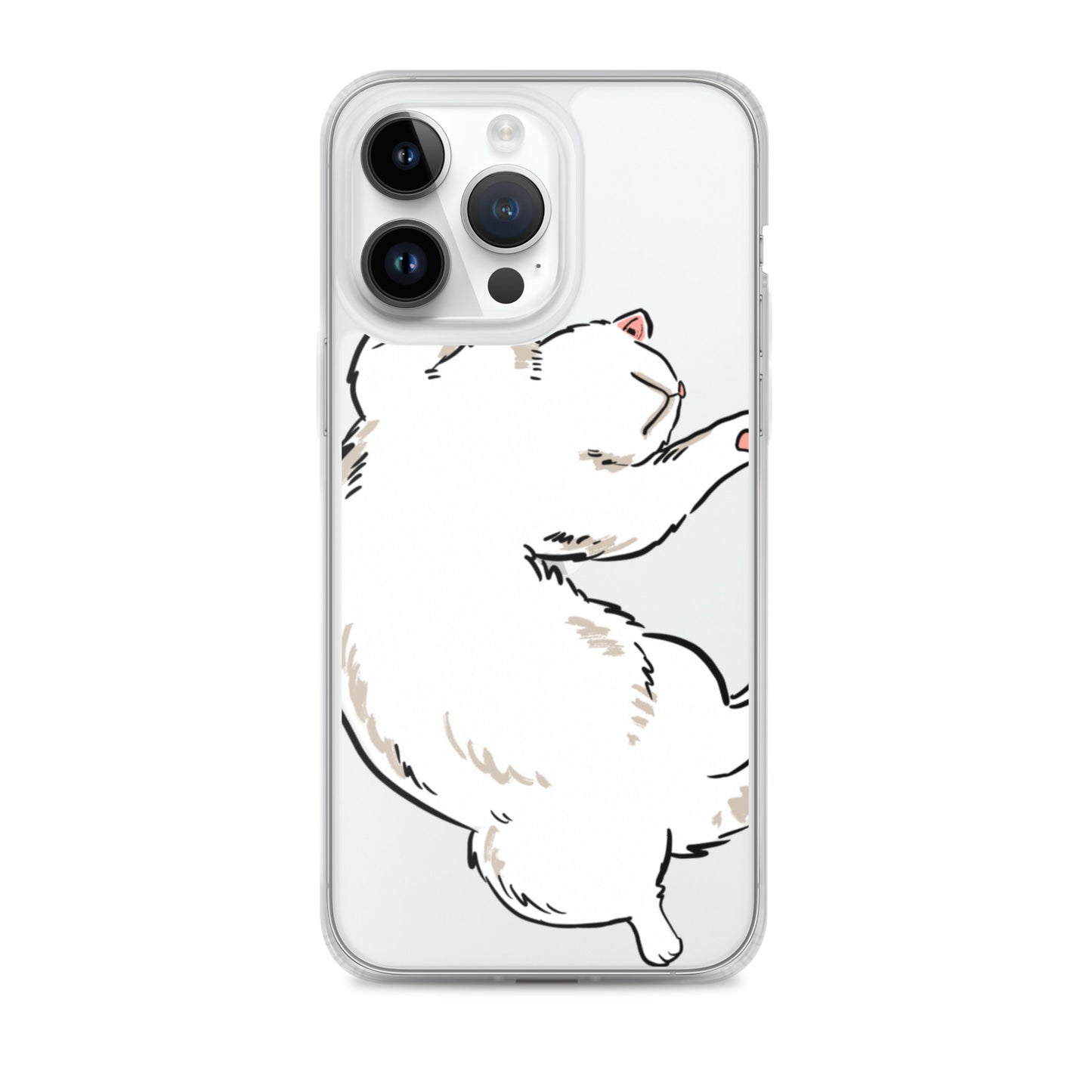 white cat phone case, iphone 7-14max available