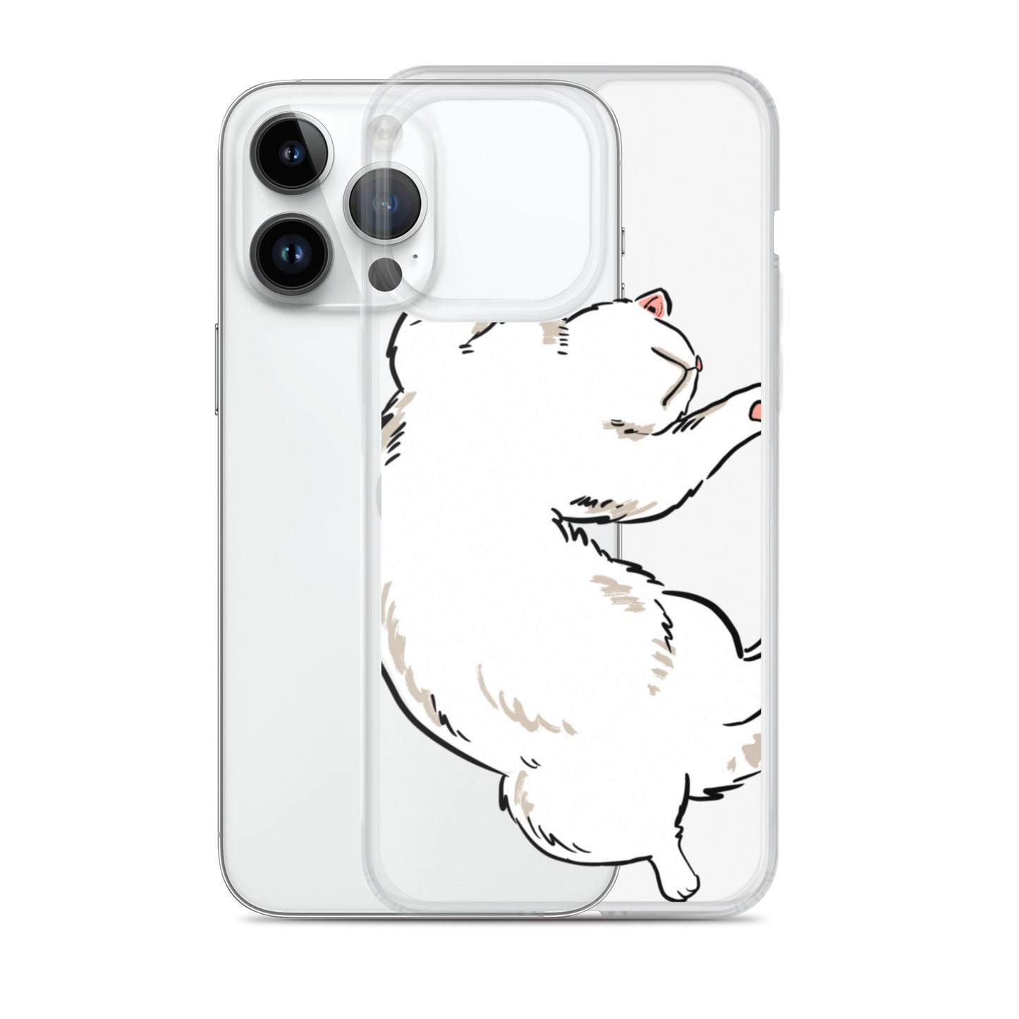 white cat phone case, iphone 7-14max available