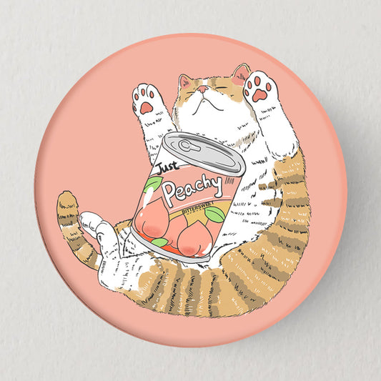 Peachy Cat graphic magnet button