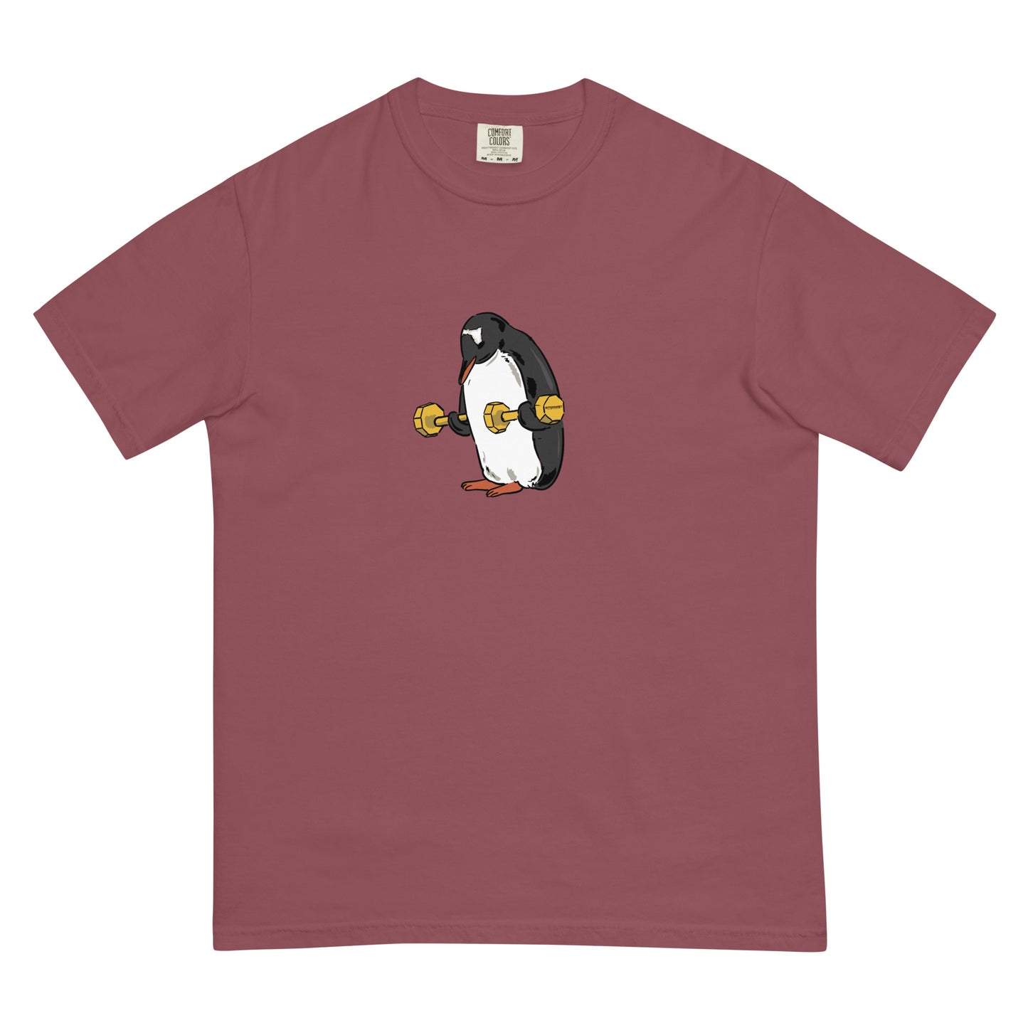 Penguin workout heavyweight funny graphic t-shirt