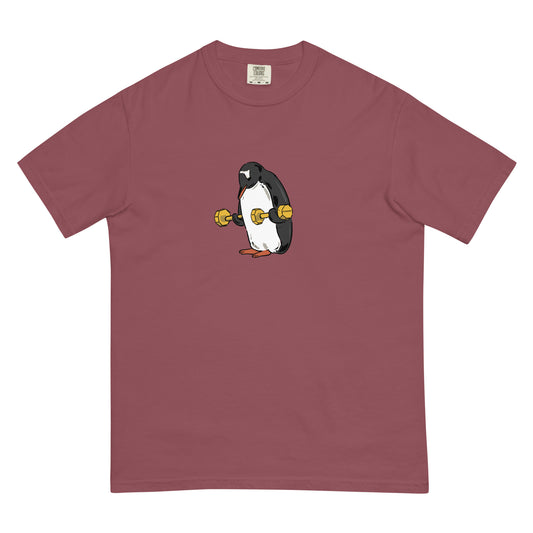 Penguin workout heavyweight funny graphic t-shirt