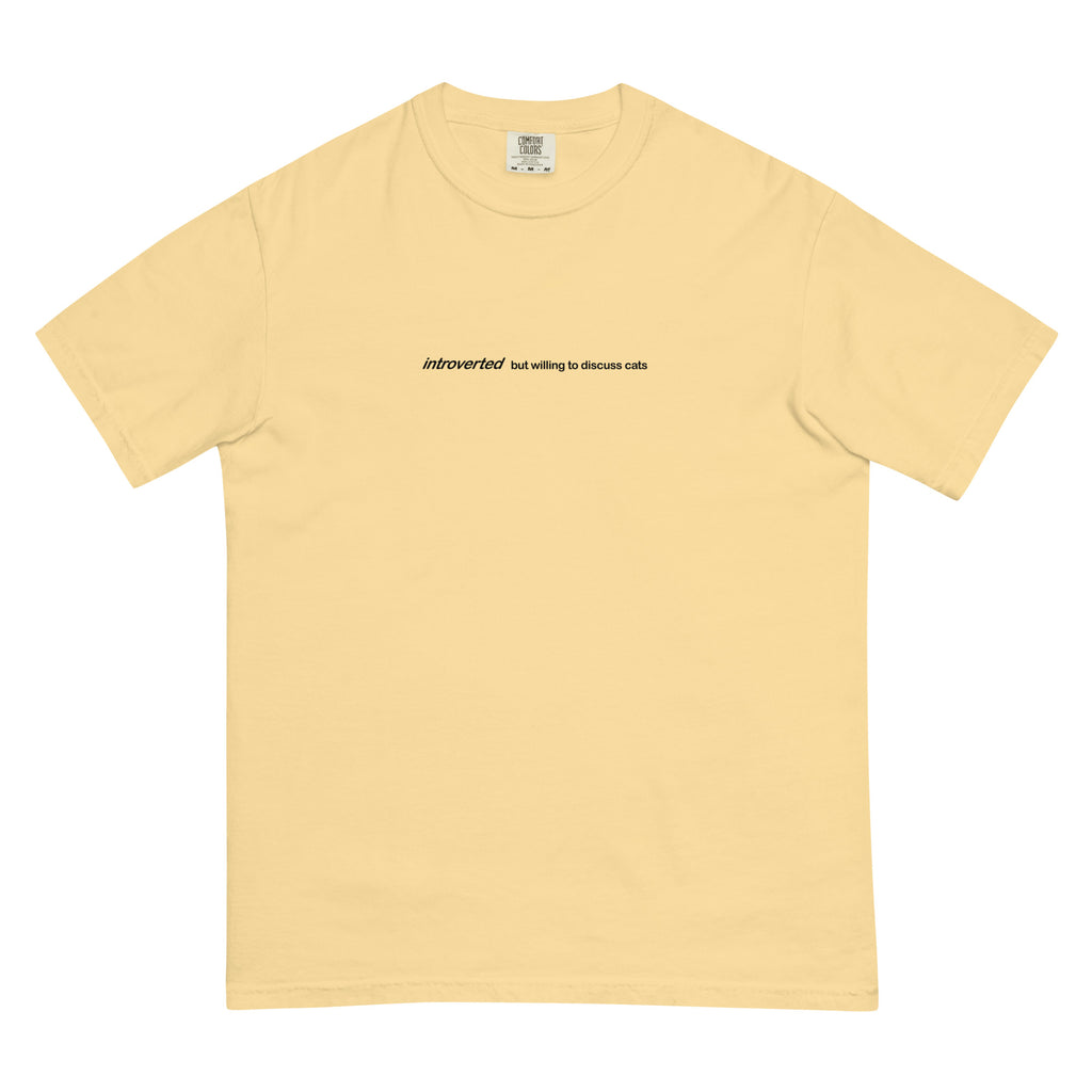 Introverted but willing to discuss cat heavyweight graphic t-shirt