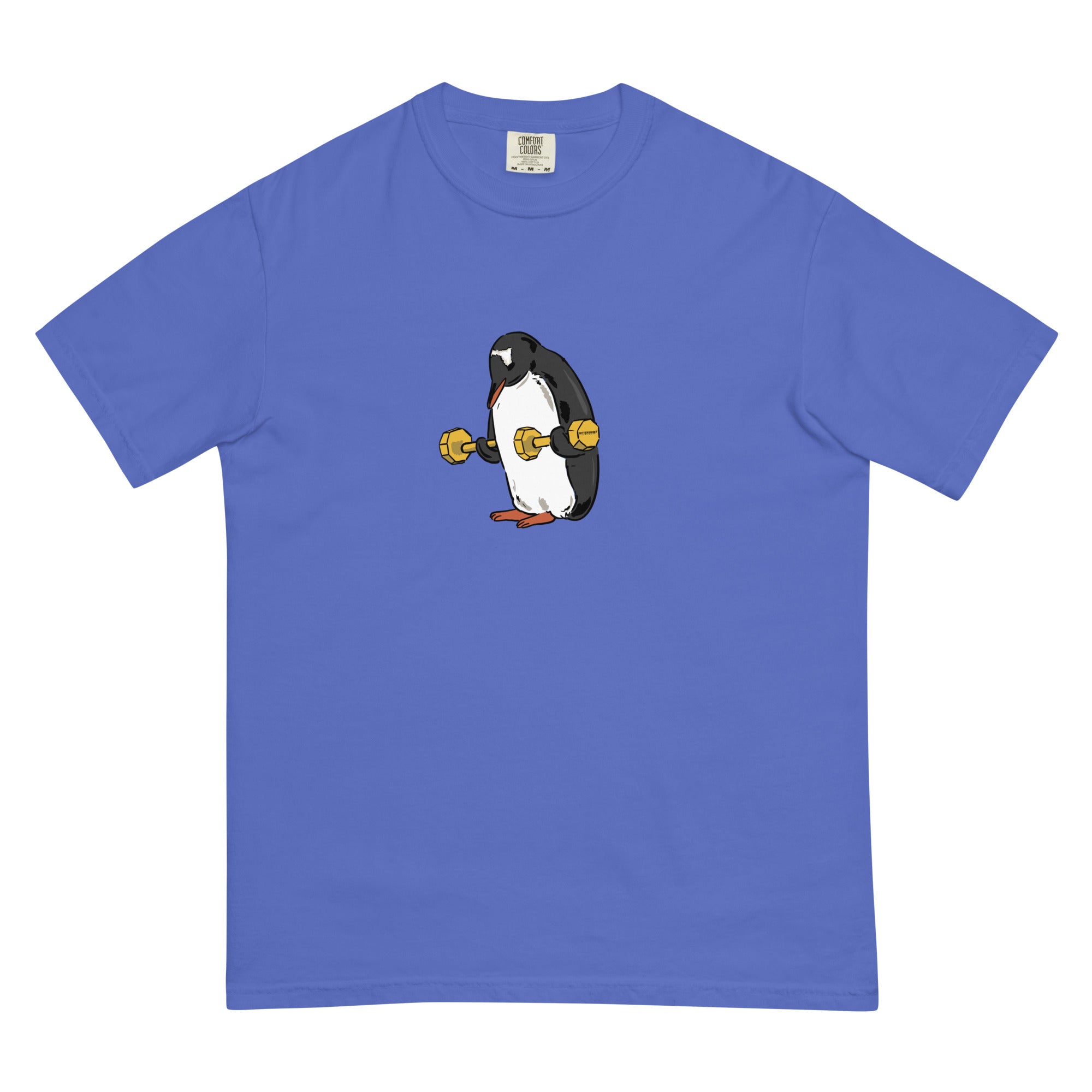 Penguin workout heavyweight funny graphic t-shirt