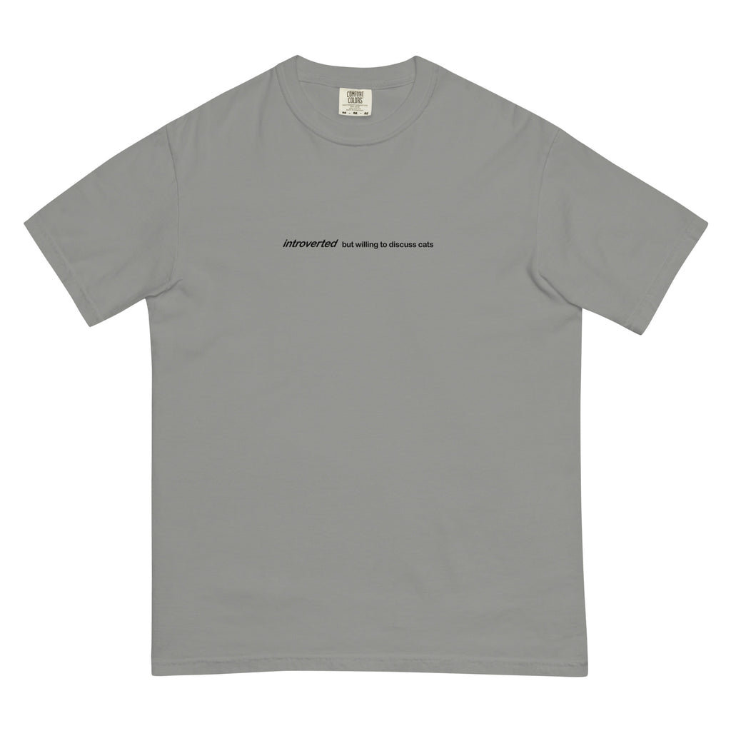 Introverted but willing to discuss cat heavyweight graphic t-shirt