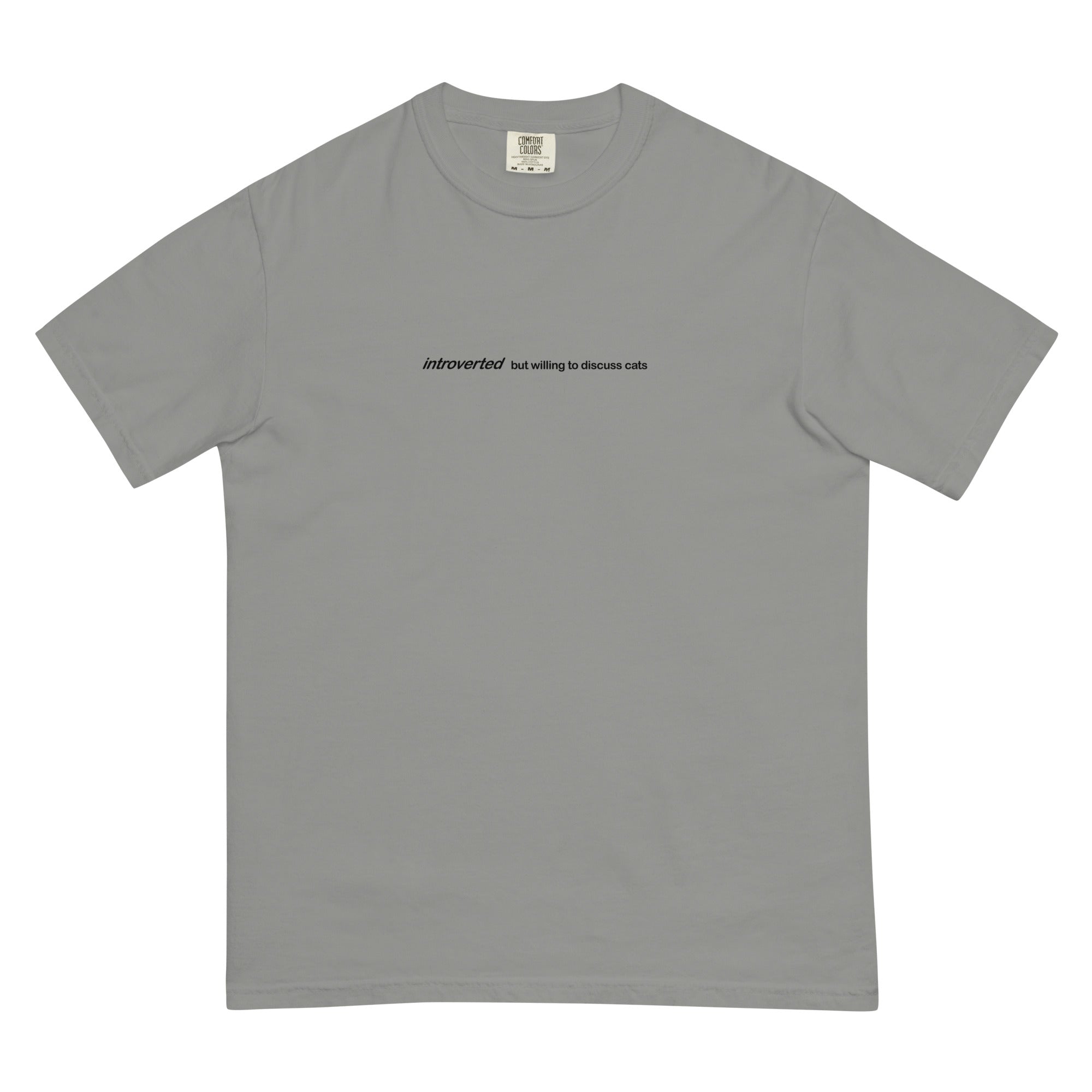 Introverted but willing to discuss cat heavyweight graphic t-shirt