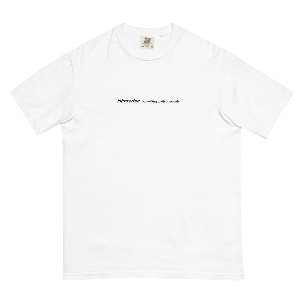Introverted but willing to discuss cat heavyweight graphic t-shirt