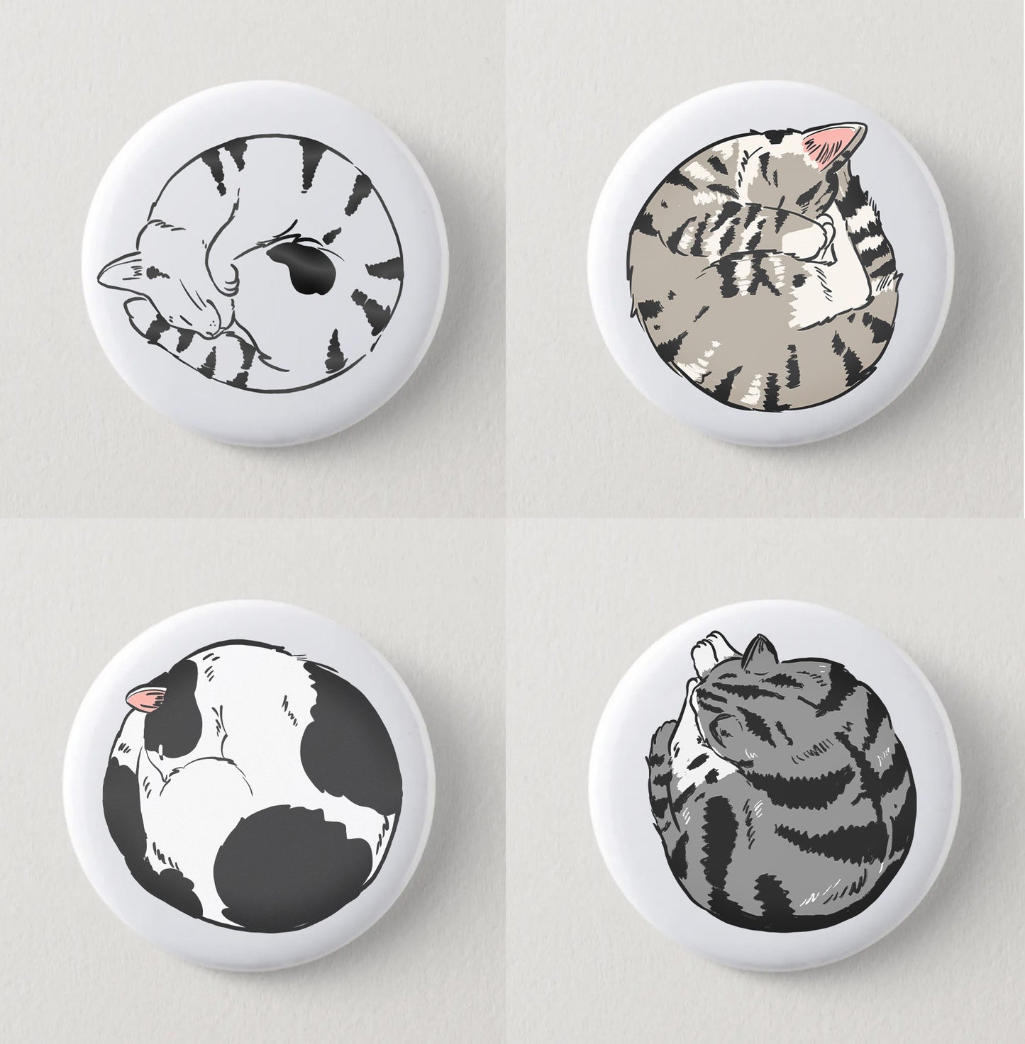 Cat button, Black & white shorthair  cat buttons