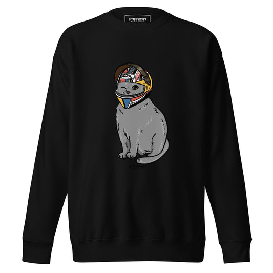 motorcycle cat graphic sweater